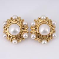 Vergano Italian Yellow Gold, Mabe & Akoya Pearl Estate Earrings - Sold for $2,048 on 05-17-2026 (Lot 701).jpg